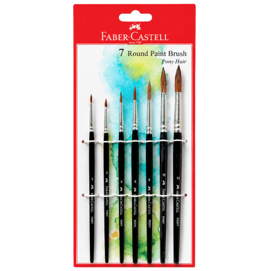 Faber Castell Round Paint Brush Pony Hair Set-7 Pcs image