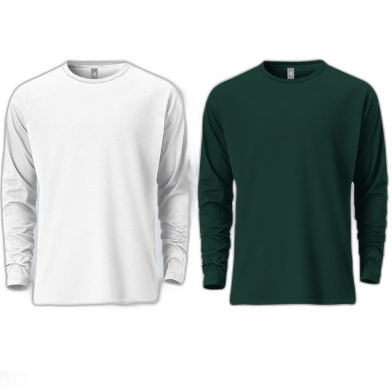 Fabrilife Mens Premium Blank Full Sleeve T Shirt Combo - White, Green image
