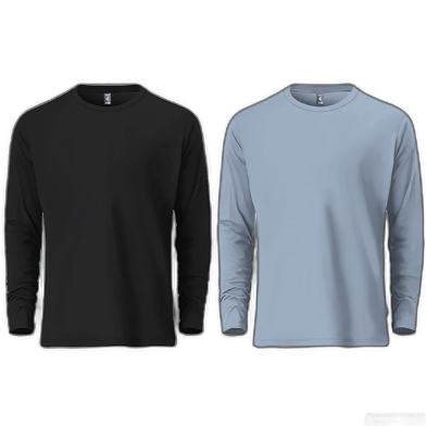 Fabrilife Mens Premium Blank Full Sleeve T Shirt Combo - Sky Blue and Black image