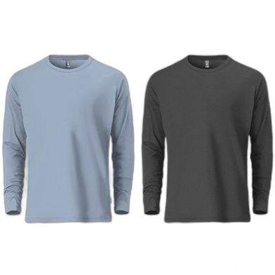 Fabrilife Mens Premium Blank Full Sleeve T Shirt Combo - Sky Blue and Anthra Melange image