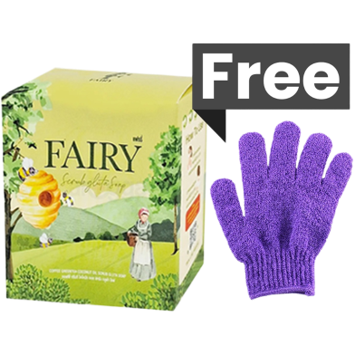 Fairy Scrub Gluta Soap Bar Brightening Smooth Soft Skin - 60gm (Exfoliating Shower Gloves) FREE image