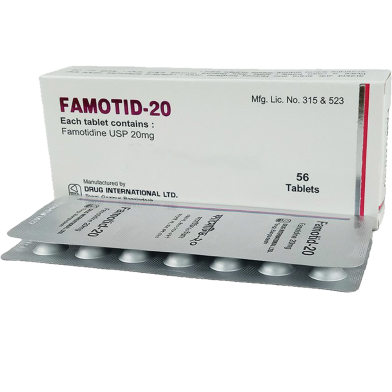 Famotid 20 mg 14's Strip Tablet image