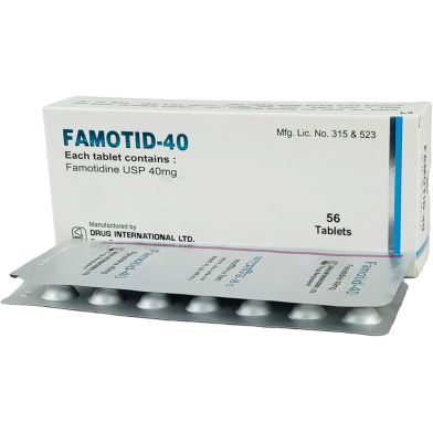 Famotid 40 mg 14's Strip Tablet image