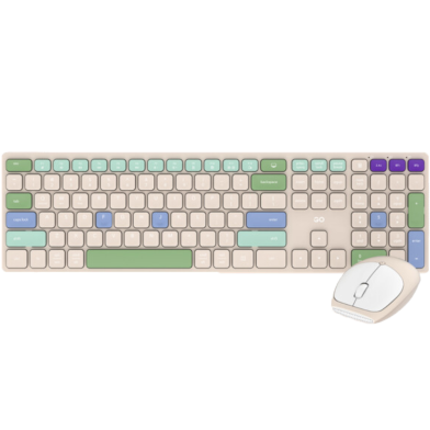 Fantech WK895 Beige Wiredless Keyboard Mouse Combo image