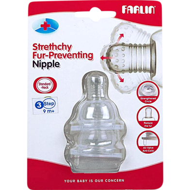 Farlin Stretchy Anti Colic Fur Preventing Nipple for 3Step 9MPlus 2 Pcs image