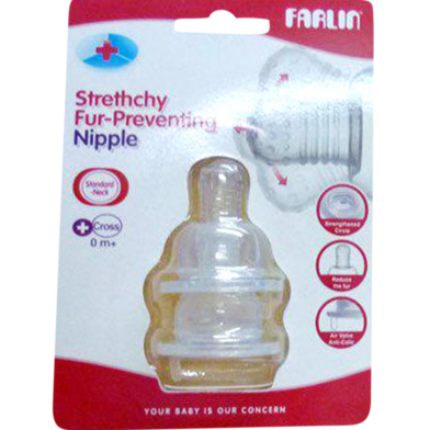 Farlin Stretchy Anti Colic Fur Preventing Nipple for 0MPlus Cross 2 Pcs image