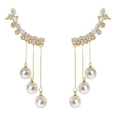 Fashionable Earrings Silver Needle, Long Zirconium With Tassels image