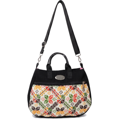 Fashionable Embroidered Jute Tote Bag (13 x 14 x 3.5 Inch) image