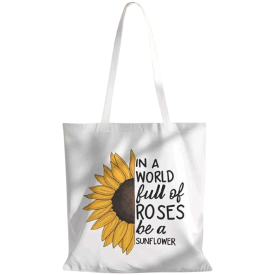 Fashionable White Fabric Tote Bag With Zipper image