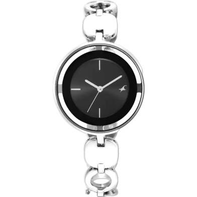 Fastrack Glitch Silver Dial Silver Brass Strap Watch For Woman image
