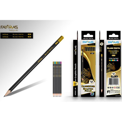 Faymas Black Matte Graphite Pencil 12 Pcs image
