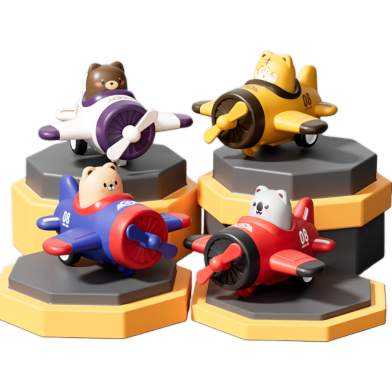 Fexja Press Cartoon Airplane Baby / Kids Toy Spring Car - 1pcs [Any Color] image