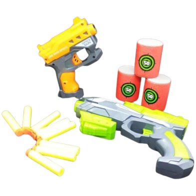 Fires Foam Shooter Plastic Soft Bullet Blaster Space Toy Gun With Suction Target Drum and Bullet (nub_gun_double_space) image