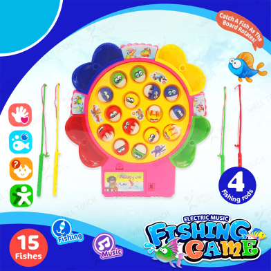 Fishing Game Toy For Kids 15 Fishes With 4 Pcs Fishing Stick To Catch Fish (fishing_game_15) image