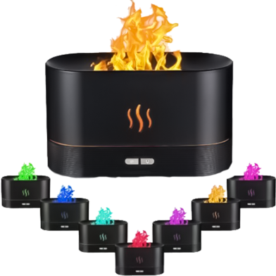 Flame Aromatherapy Diffuser – 180ml, LED Ultrasonic Humidifier, 7-Color Flame Effect image