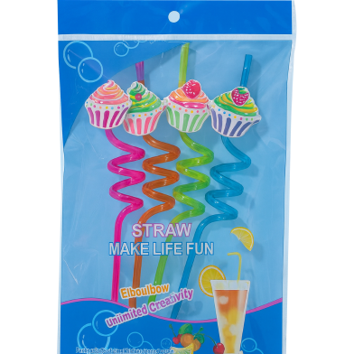 Flexible Plastic Drinking Straws - 4 Pcs image