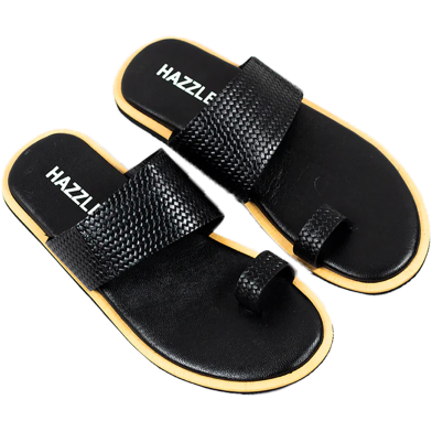 Flingstone Black Dice Leather Sandal Premium Quality Stylish Design image