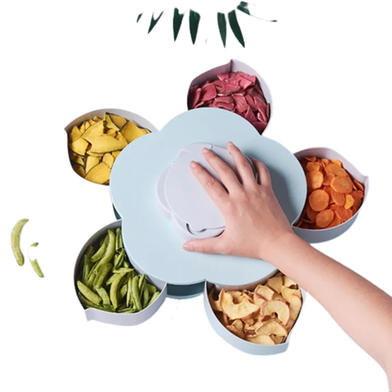 Flower Candy Box Serving Rotating Tray Dry Fruit, Candy, Chocolate, Snacks Storage Box with Mobile Phone Stand for Home Kitchen image