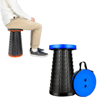 Folding Stool Telescopic Chair Adults Kids Retractable Chair Collapsible Stool for Indoor Outdoor Camping Fishing Hiking (Multicolour) image