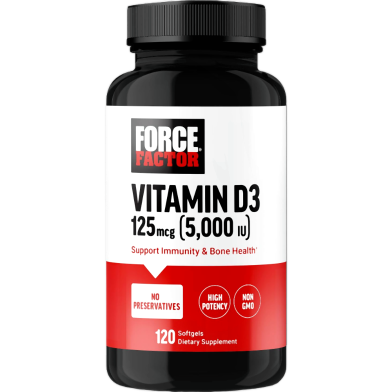 Force Factor Vitamin D3 125Mcg (5000 IU) Softgels 120Pcs image