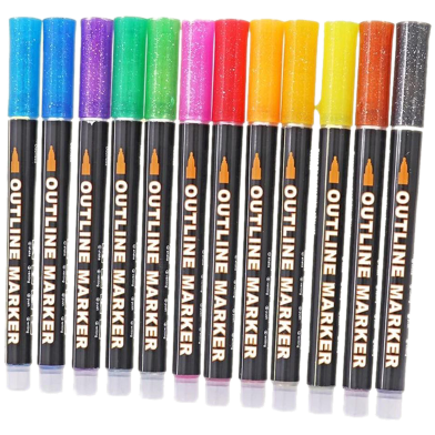 Foska Art Drawing Outline Fineliner Color Marker Pens - 12 Colour image