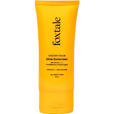 Foxtale Glow Sunscreen SPF 50 PA Plus Plus Plus Plus Lightweight with Vitamin C and Niacinamide for Men and Women All Skin Types-50ml image