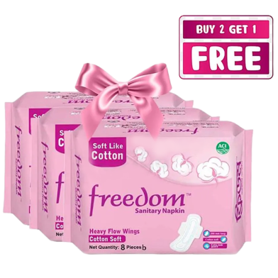 Freedom Heavy Flow Cotton 8 pads ( Buy 2 Get1 FREE) image