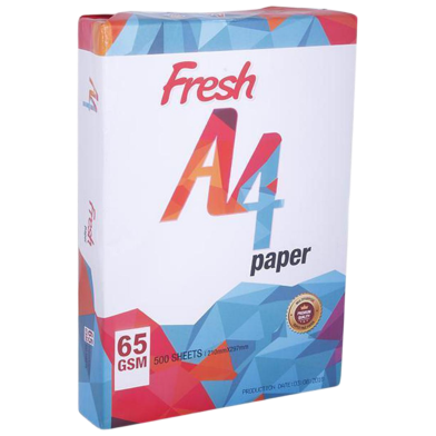Fresh A4 Size Paper - 65 GSM, 500 Sheets (1 Ream) for Photocopy, Printing, and Daily Use image