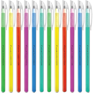 Fresh Classroom Ball Point Pen Black Ink-12 Pcs image
