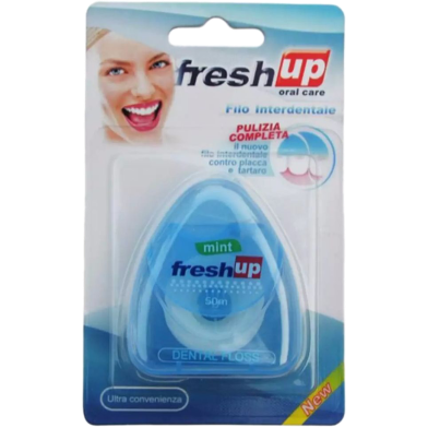 Fresh Up Oral Care Dental Floss Mint Flavour 50 meter (Factory Sealed) by DD (Any Colour). image