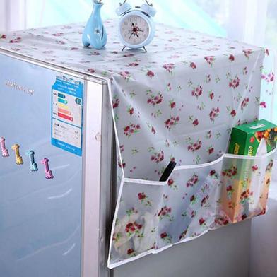 Fridge Dust Cover Multi-Purpose Washing Machine Cotton Linen Top Cover with Side Storage Pockets image