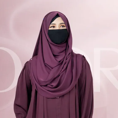 Glam Touch Full Coverage Plain Hijab - Cherry Fabric| Wine image