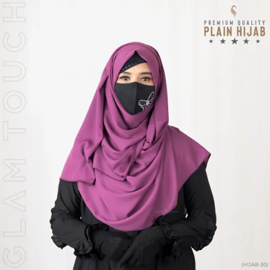 Glam Touch Full Coverage Plain Hijab - Cherry Fabric image