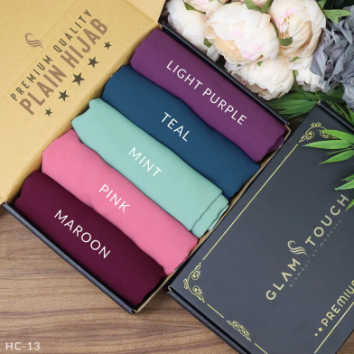 Full Coverage Plain Hijab Combo Set - Diamond Georgette | Multicolor image