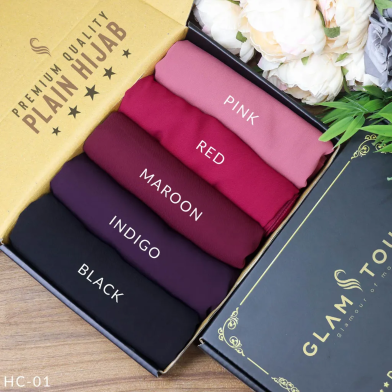 Full Coverage Plain Hijab Combo Set - Diamond Georgette | image