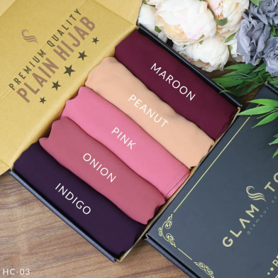 Full Coverage Plain Hijab Combo Set - Diamond Georgette | image