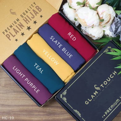 Full Coverage Plain Hijab Combo Set - Diamond Georgette | Multicolor image