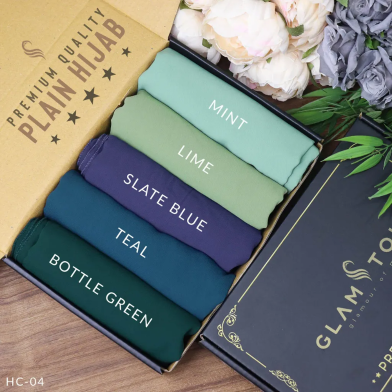 Full Coverage Plain Hijab Combo Set - Diamond Georgette | image