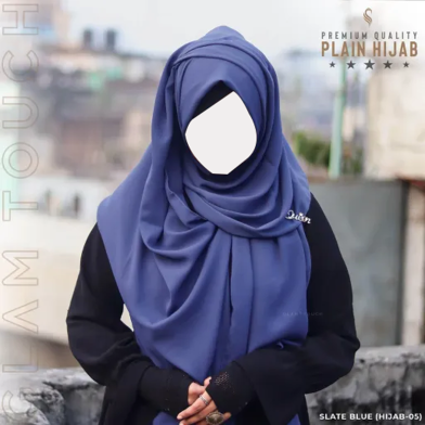 Glam Touch Full Coverage Plain Hijab - Diamond Georgette | Slate Blue image