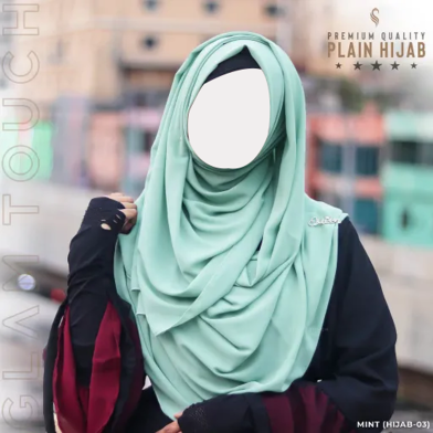 Glam Touch Full Coverage Plain Hijab - Diamond Georgette | Mint image