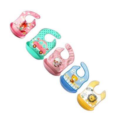 Full Set of 8 Pcs Package Bowl, Mom Pot, Mixing Bowl, Spoon Feeder, Fruit Chusni, Finger Brush, Dining Bib, Towel image