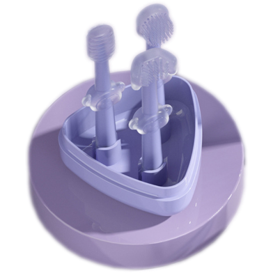 Full Silicone Baby Hand brush Children's Silica Gel Three Dimensional Body Milk for Training, Toothbrush, Safe Silicone Brush Soft Bristled / Teether CN - 3pcs Set image