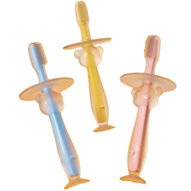 Full Silicone Soft-Bristled Baby Training Toothbrush and Teether - 1pc image
