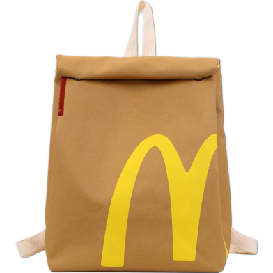 Funny Retro Paper Bag Casual Canvas Backpack Classic Large Capacity Bag Personalized Shoulder Casual Canvas Backpack image