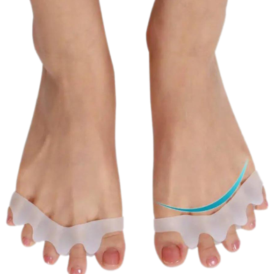 Galaxy Soft Elastic Toe Straighteners 5 Hole Silicone Gel Separators Bunion (White) - 1 Pair image