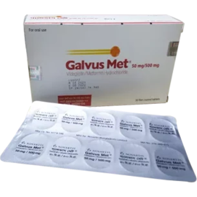 Galvus Met 50 mg, 500 mg Tablet 10's Strip image