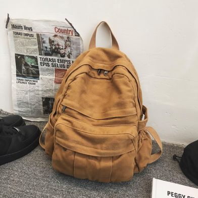 Gamlfl Light Brown Canvas Backpack For Women And Men Retro Aesthetic Travel Laptop Bag Slide 3