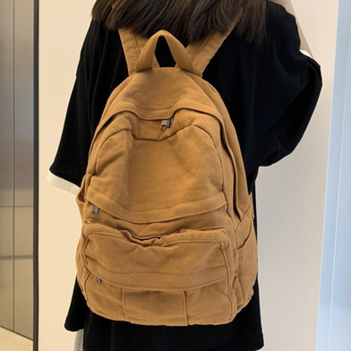 Gamlfl Light Brown Canvas Backpack For Women And Men Retro Aesthetic Travel Laptop Bag Slide 4
