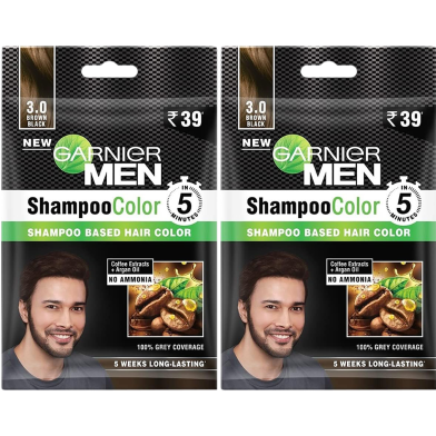 Gariner Men Shampoo 10ml Plus 10ml Shade 3 Brown Black image