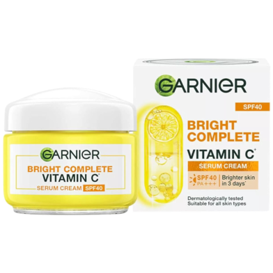 Garnier Bright Complete Vitamin C SPF 40 PA Plus Plus Plus Serum Cream 45gm image